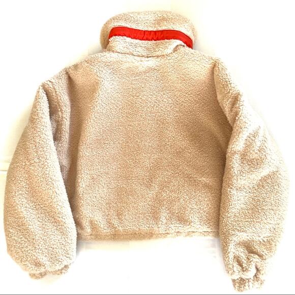 BP Nordstrom Sherpa Jacket Beige with Orange Accents Size Small - Picture 4 of 16